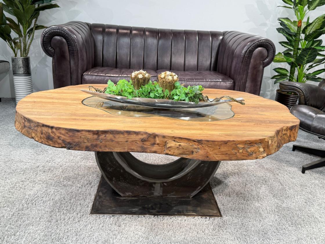 Couchtisch vollholztisch fusion baumkantentisch