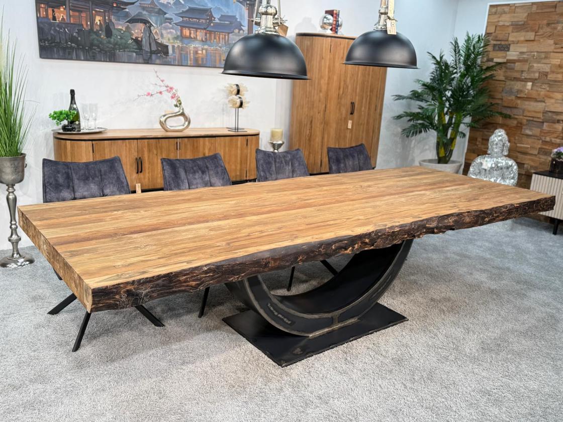 Esszimmertisch-Deep-Island-300cm-mit-Halbmondgestell