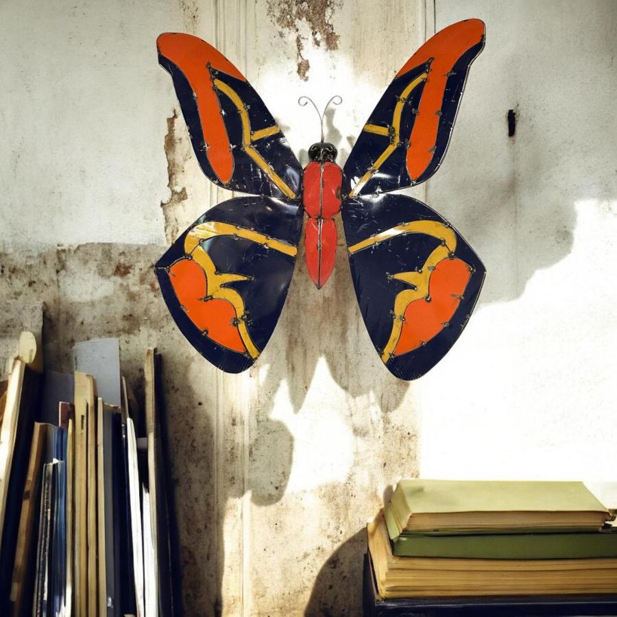 Dekoartikel aus recyceltem Alteisen "Schmetterling", ca. 70 x 80 x 15 cm