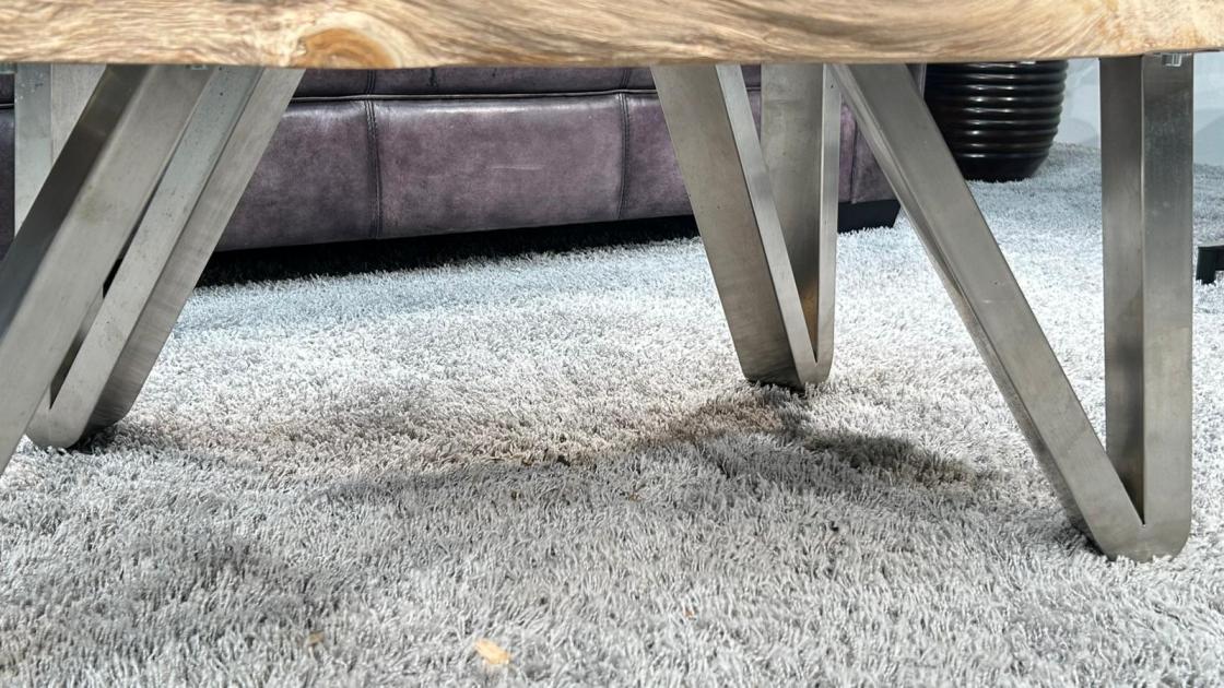 Wohnzimmertisch aus Teakholz mit Glasintarsien