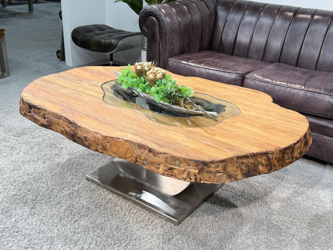 Couchtisch vollholztisch fusion baumkantentisch