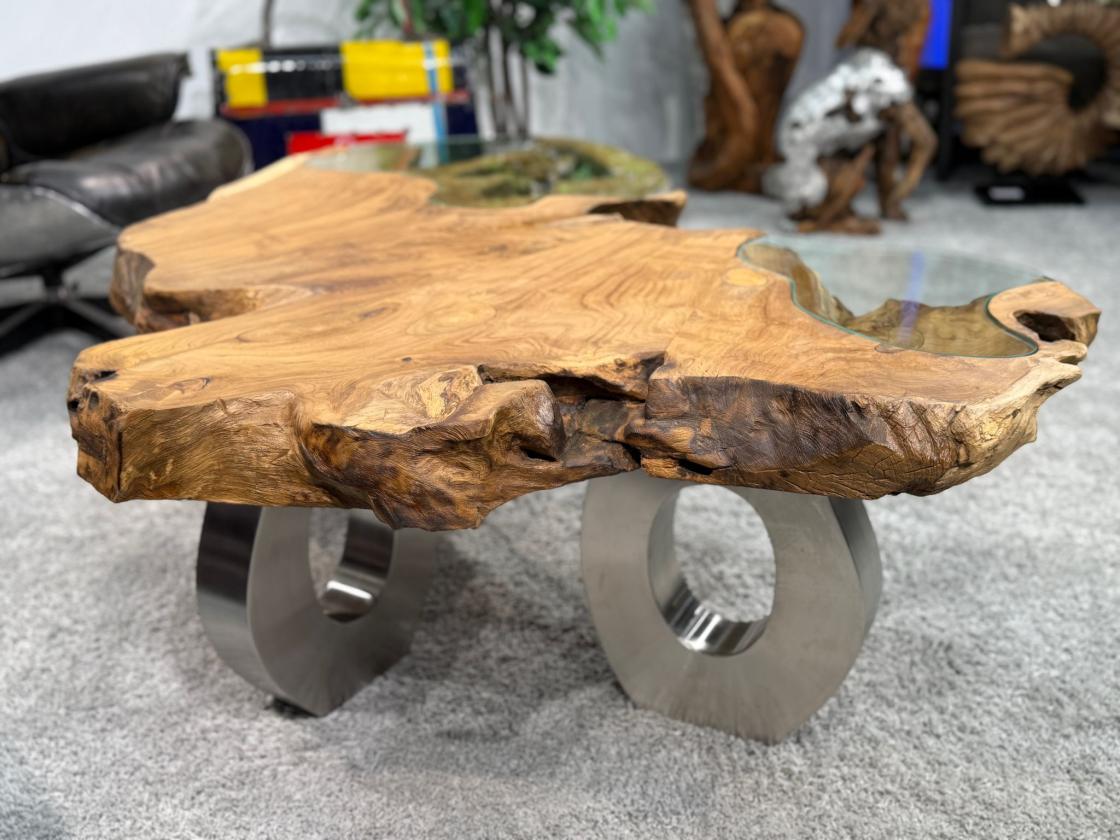Wohnzimmertisch aus Holz Lakeside Baumscheibentisch