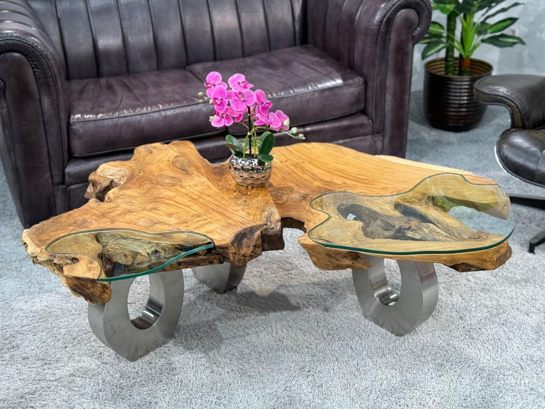 Wohnzimmertisch aus Holz Lakeside Baumscheibentisch