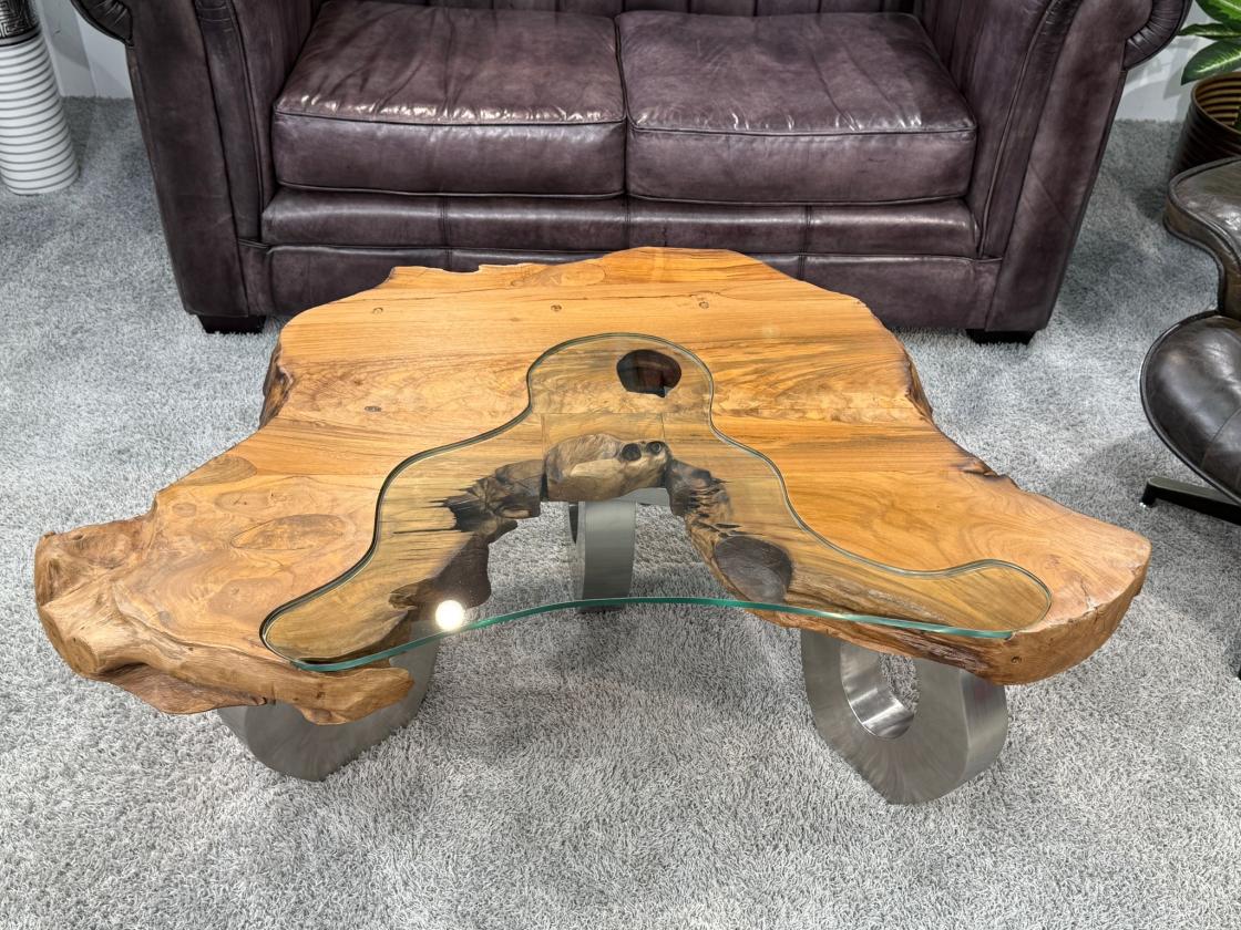 Wohnzimmertisch aus Holz Lakeside Baumscheibentisch