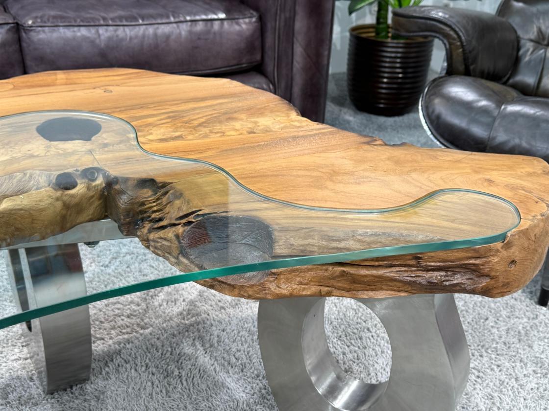 Wohnzimmertisch aus Holz Lakeside Baumscheibentisch