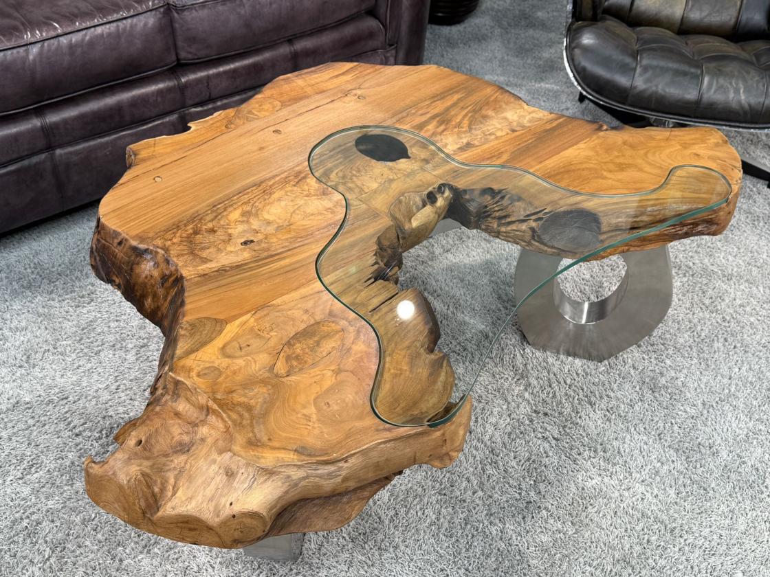 Wohnzimmertisch aus Holz Lakeside Baumscheibentisch