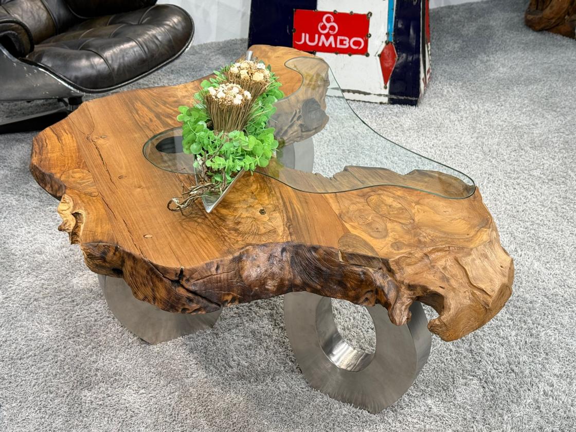 Wohnzimmertisch aus Holz Lakeside Baumscheibentisch