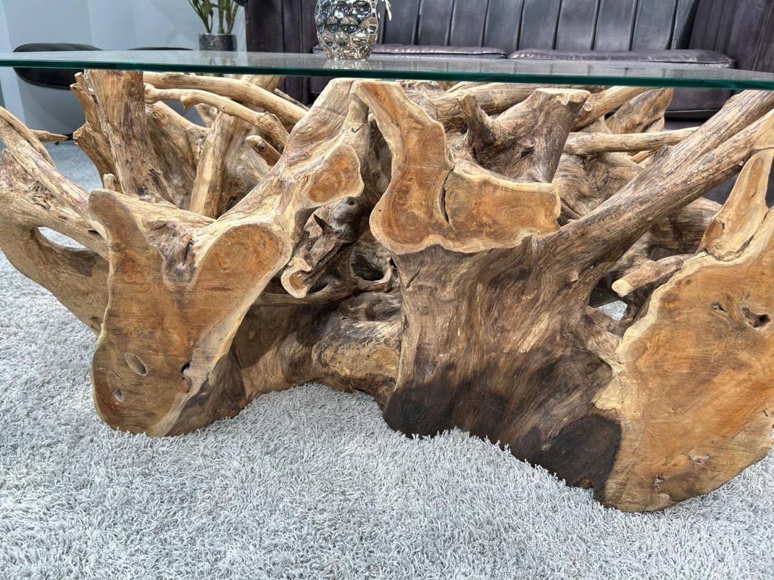 Eckiger Baumwurzeltisch-100 x 80 cm Roots
