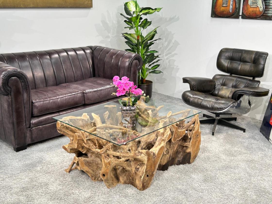 Eckiger Baumwurzeltisch-100 x 80 cm Roots