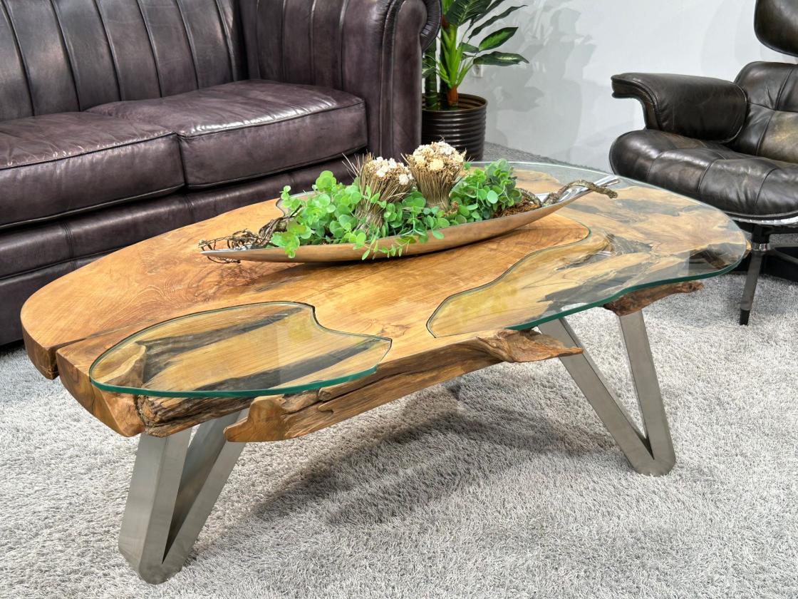 Design Vollholz Sofatisch Baumscheibe