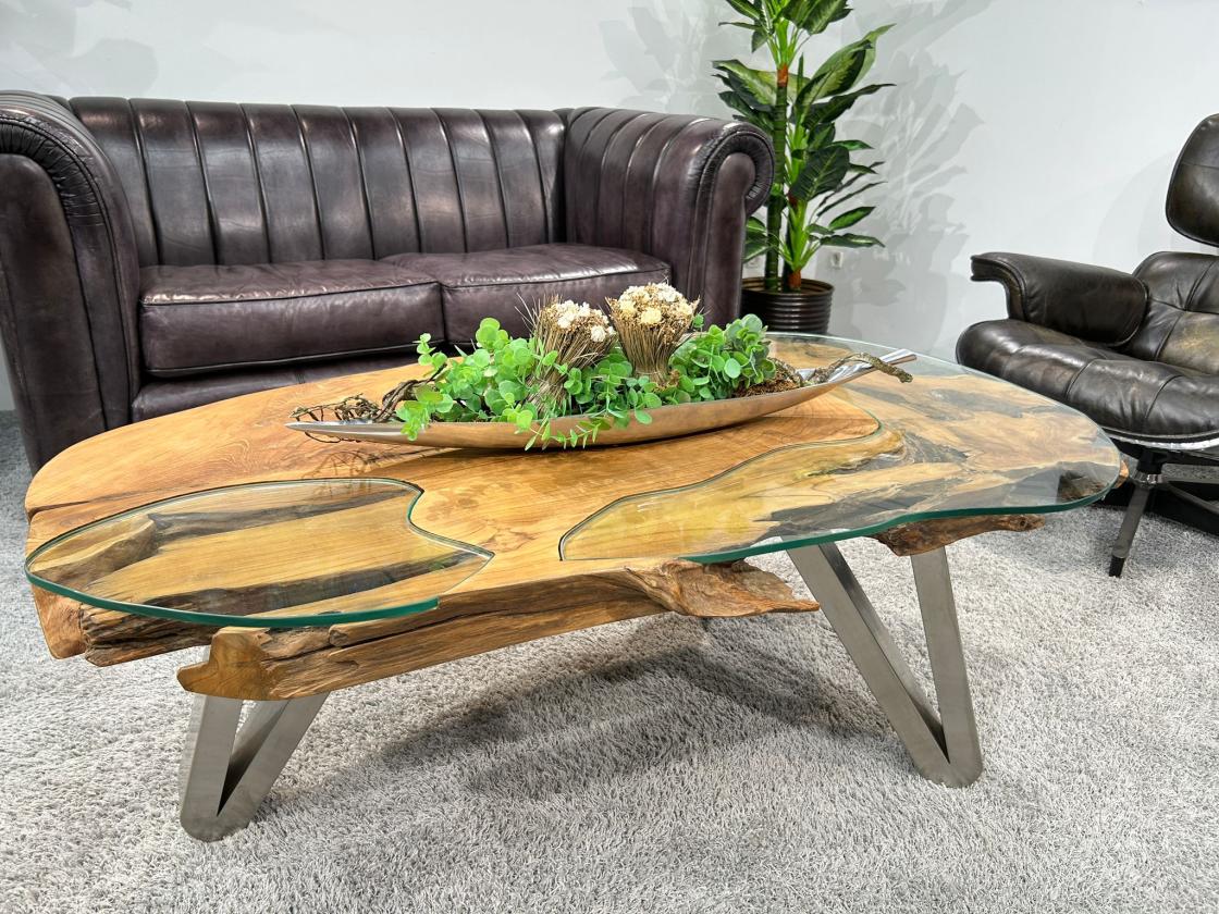 Design Vollholz Sofatisch Baumscheibe