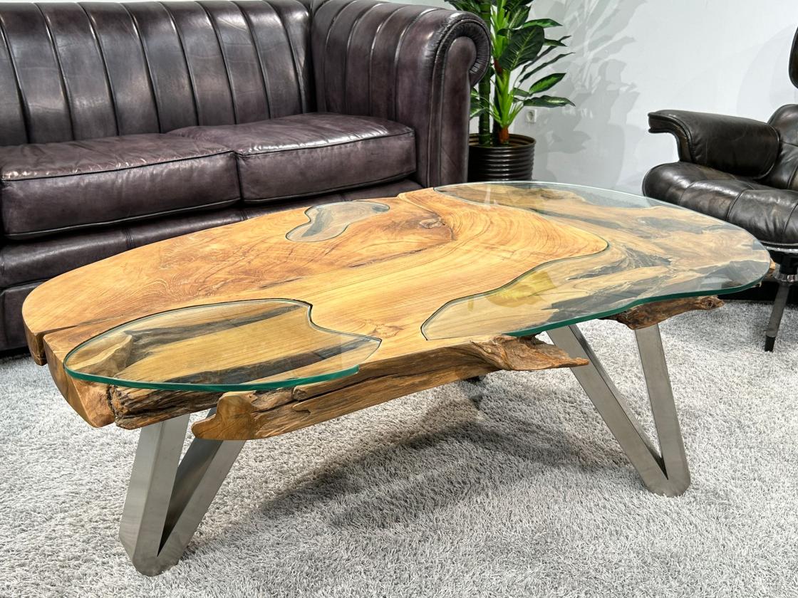Design Vollholz Sofatisch Baumscheibe