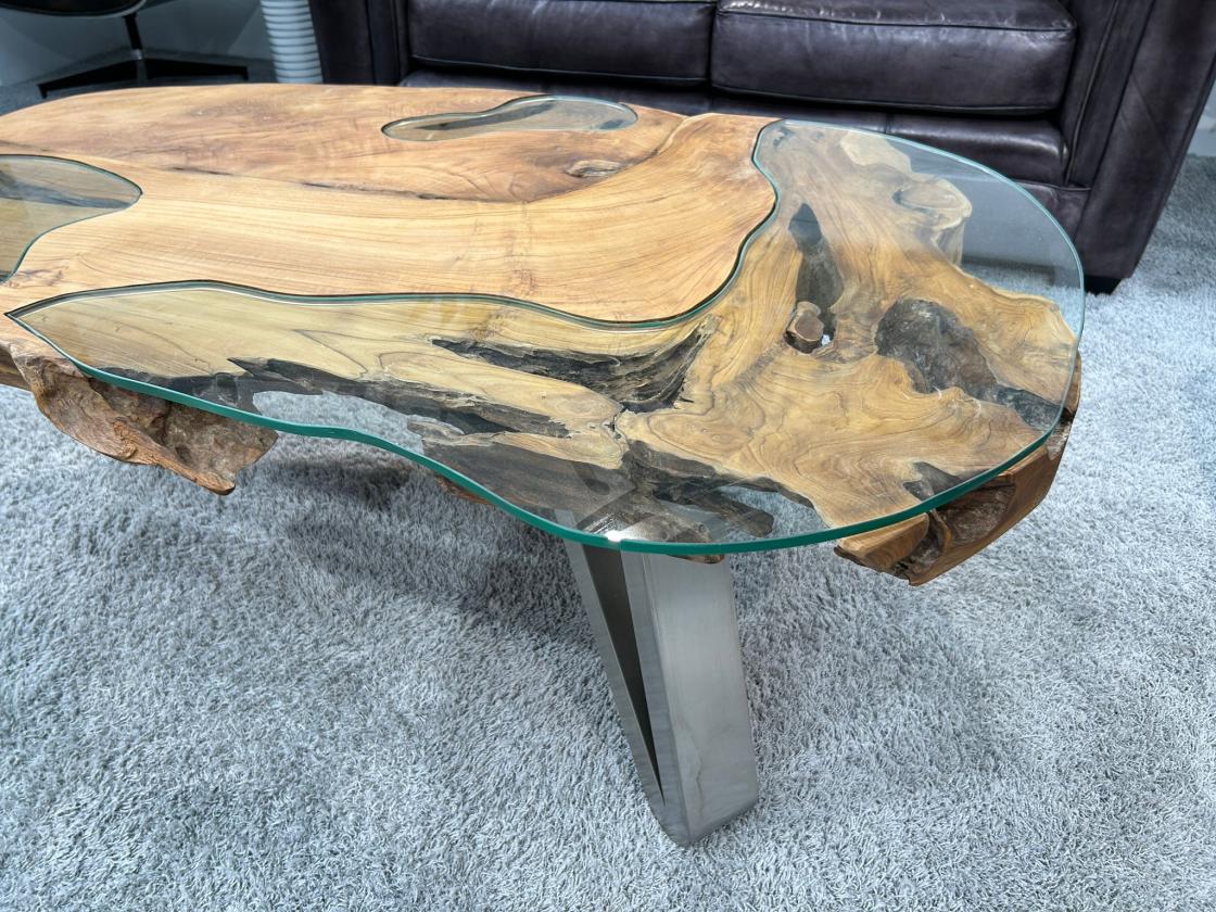 Design Vollholz Sofatisch Baumscheibe