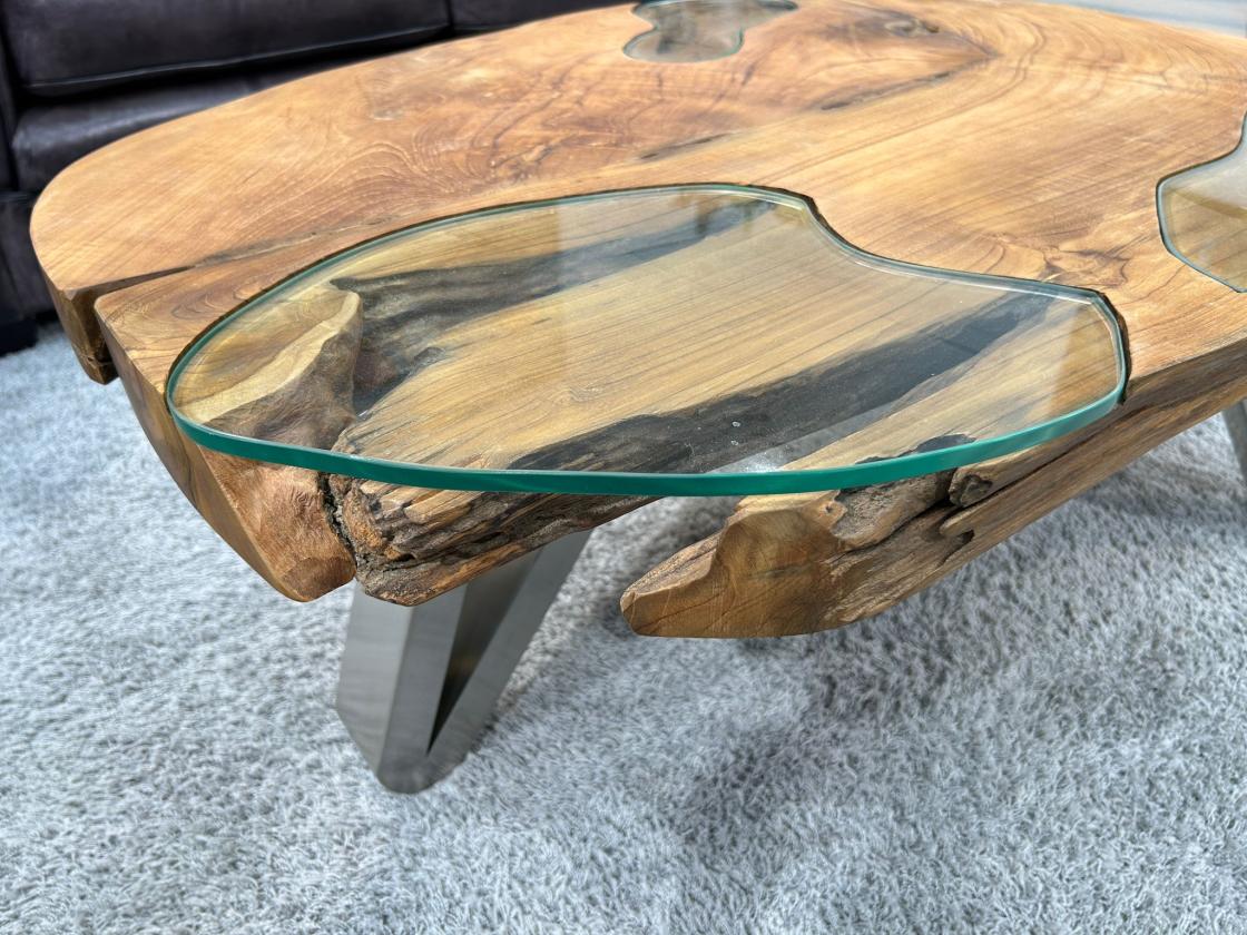 Design Vollholz Sofatisch Baumscheibe