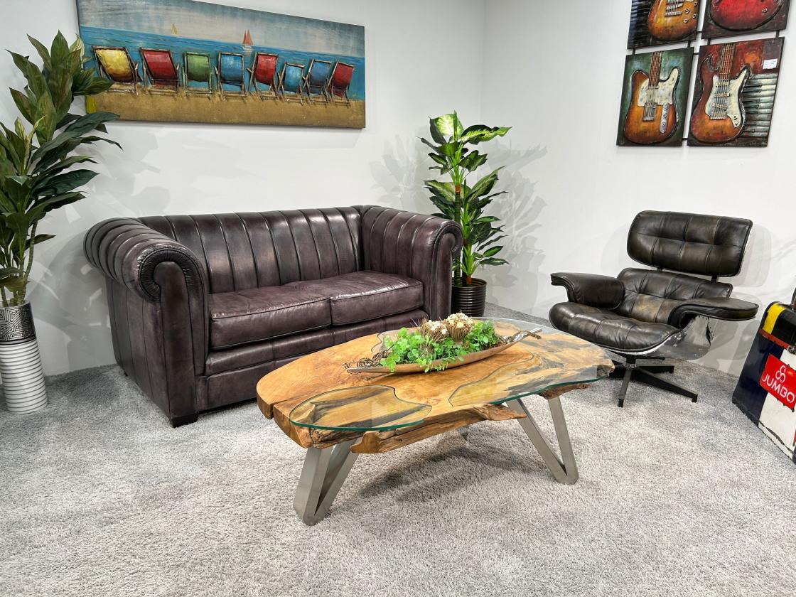 Design Vollholz Sofatisch Baumscheibe
