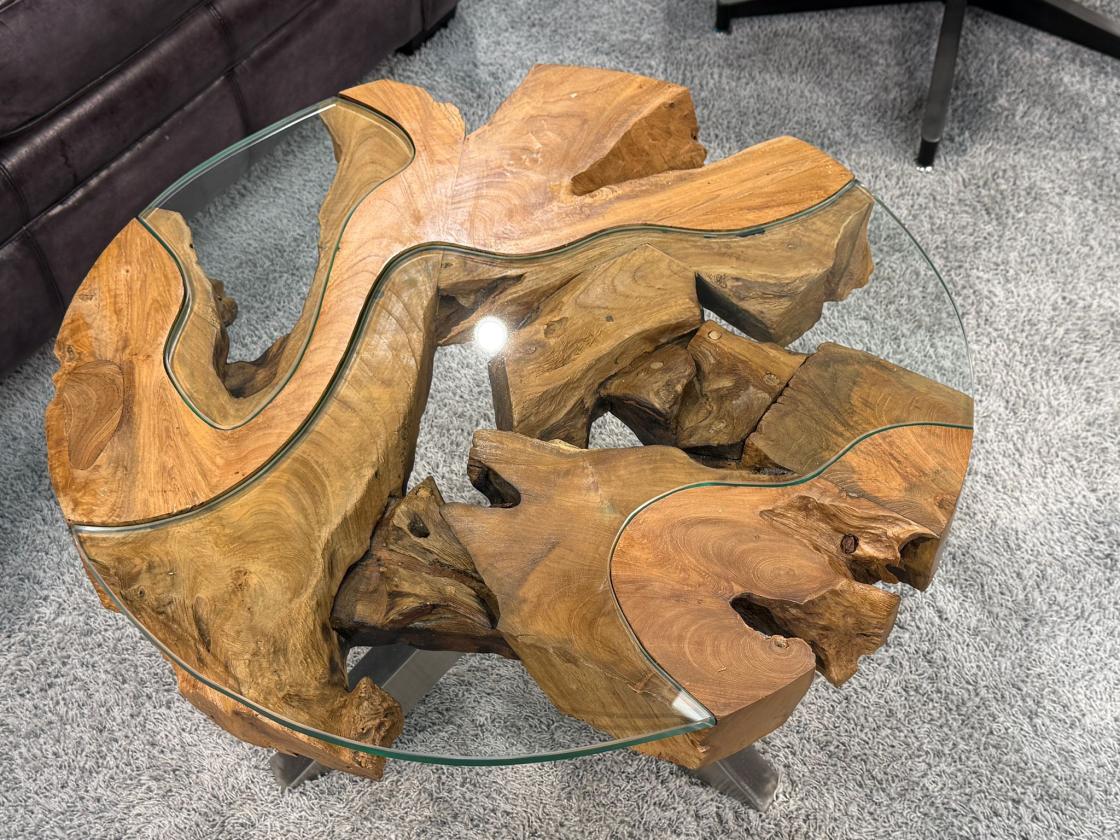 Wohnzimmertisch rund aus Teakholz