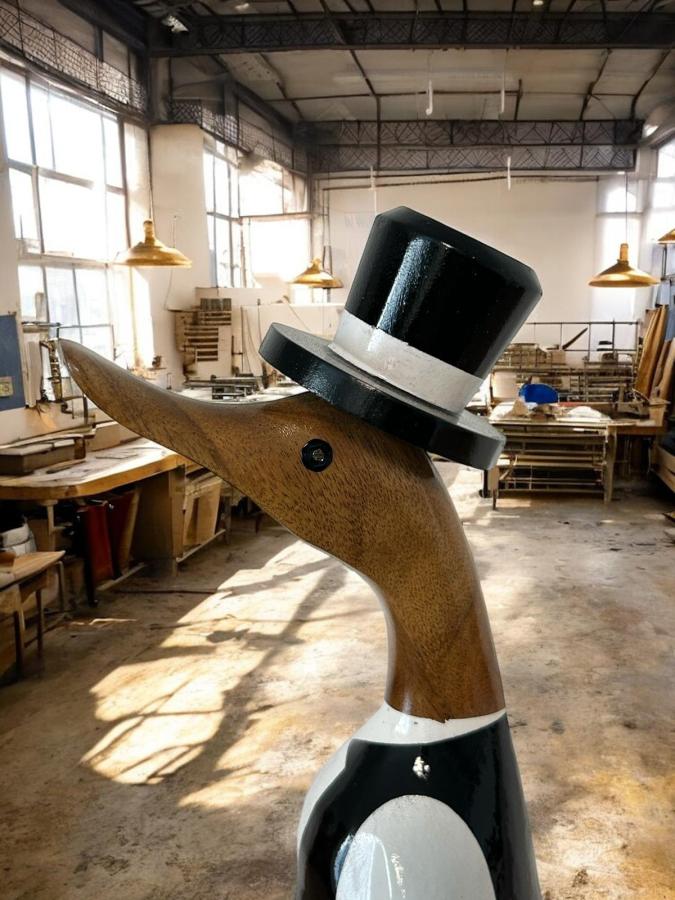 Handcrafted Wooden Duck "Carpenter", Size M, Height approx. 35 cm