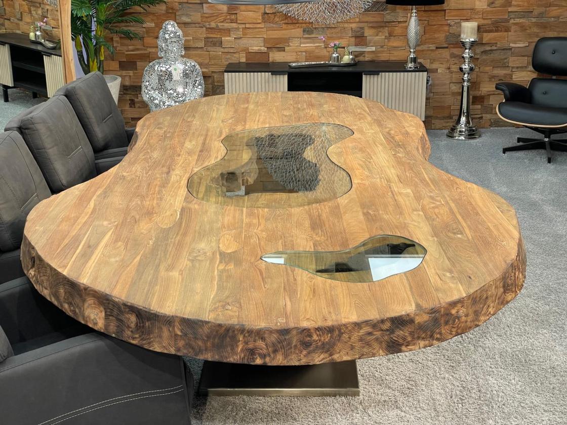 Vollholz Besprechungstisch "Fusion" aus recyceltem Teakholz