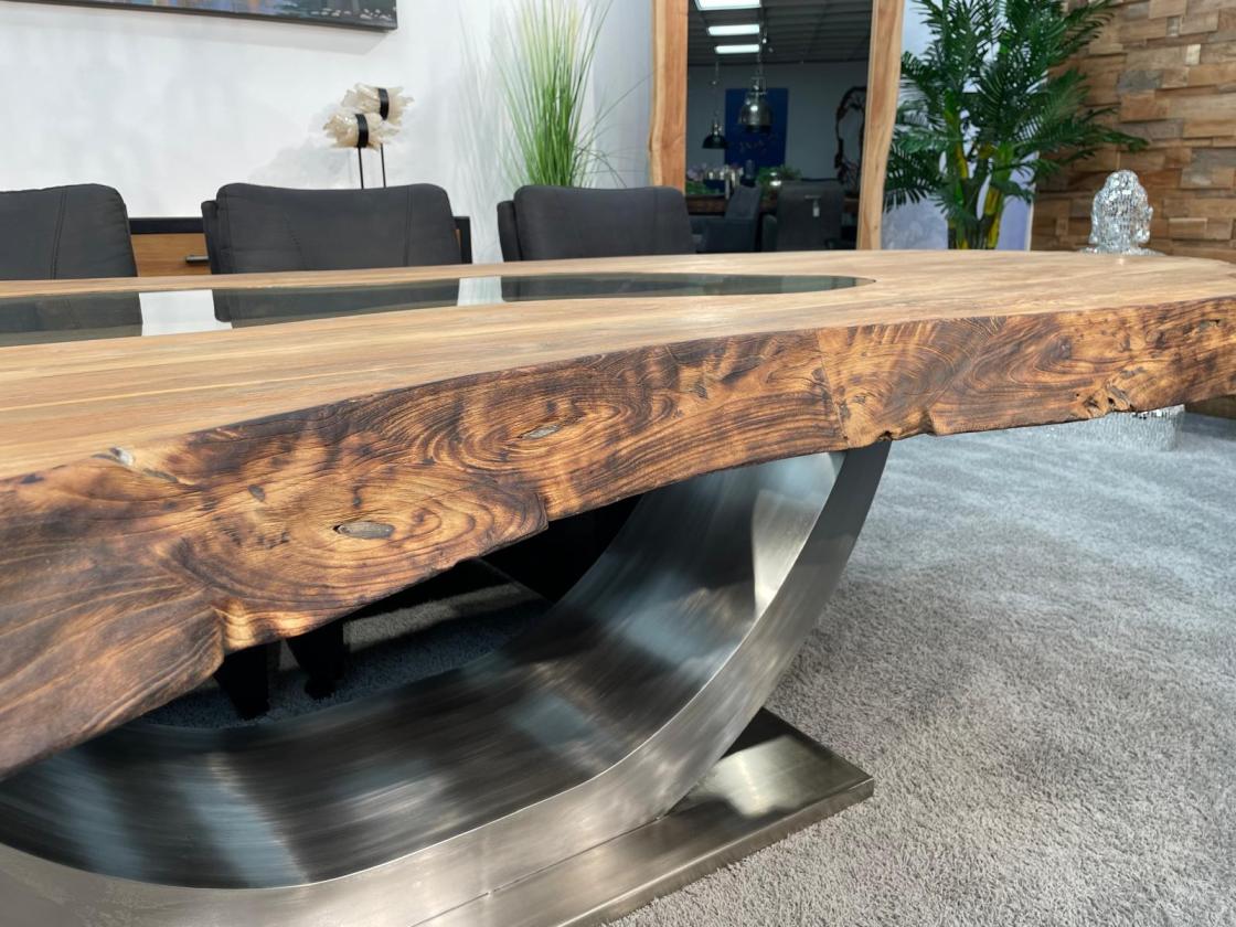 Vollholz Besprechungstisch "Fusion" aus recyceltem Teakholz