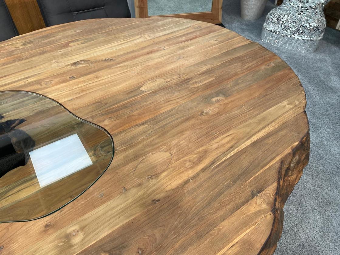 Vollholz Besprechungstisch "Fusion" aus recyceltem Teakholz