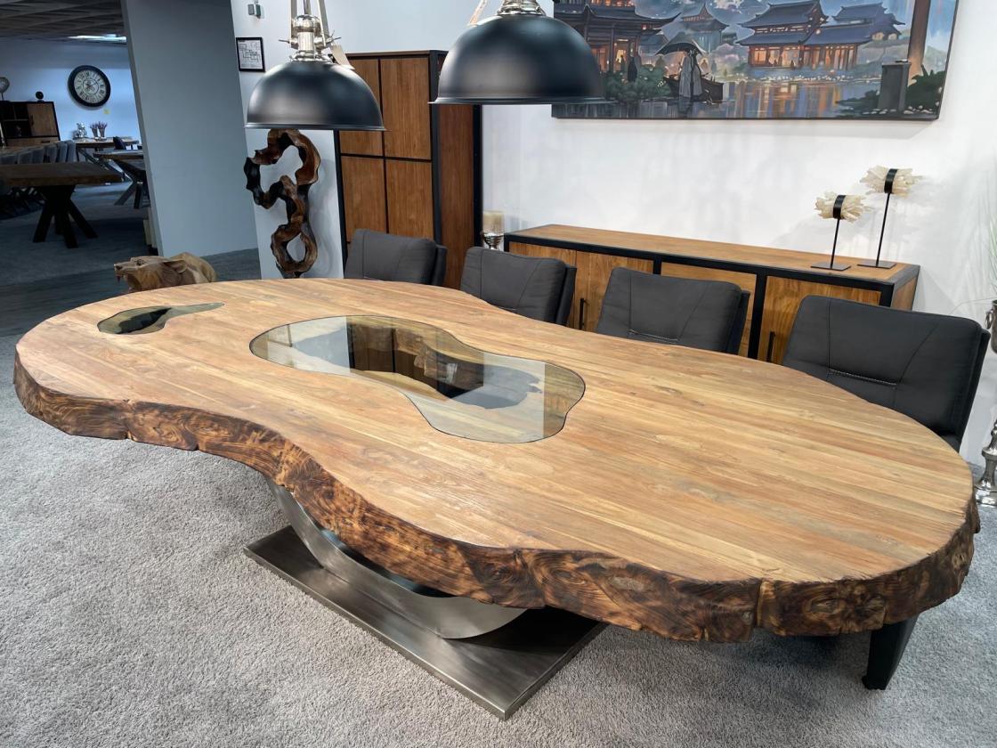 Vollholz Besprechungstisch "Fusion" aus recyceltem Teakholz