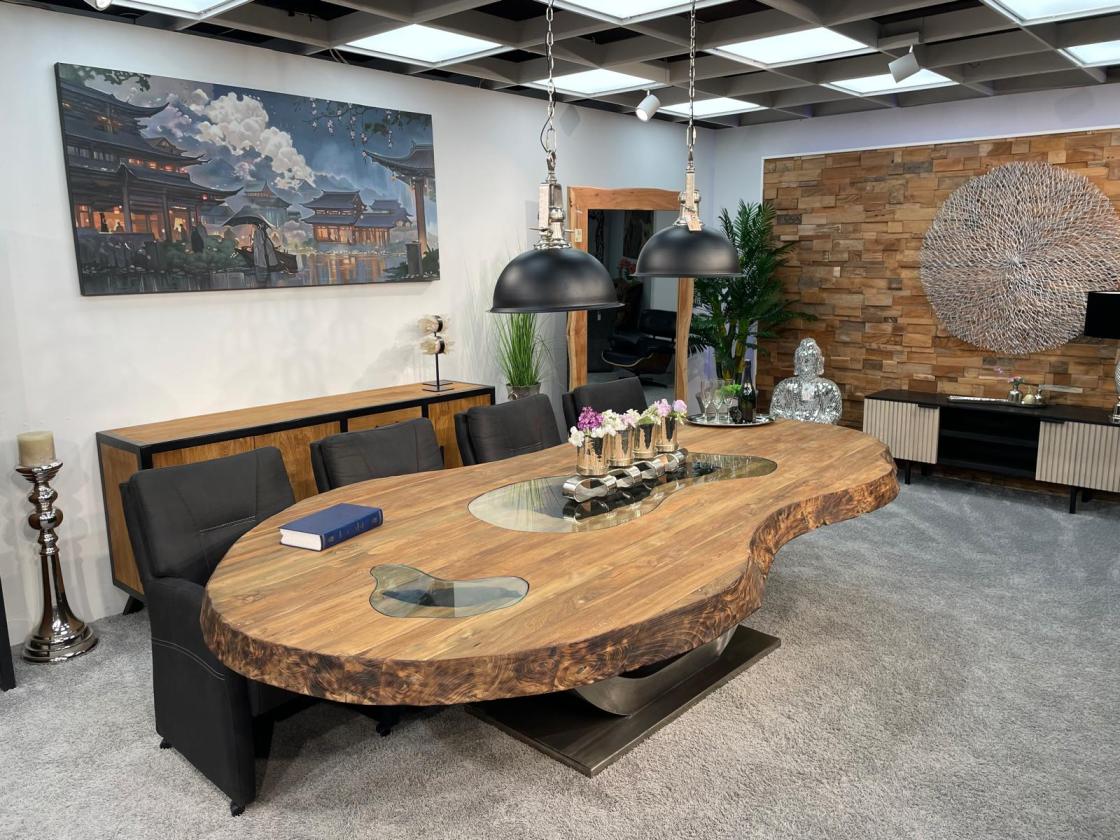 Vollholz Besprechungstisch "Fusion" aus recyceltem Teakholz