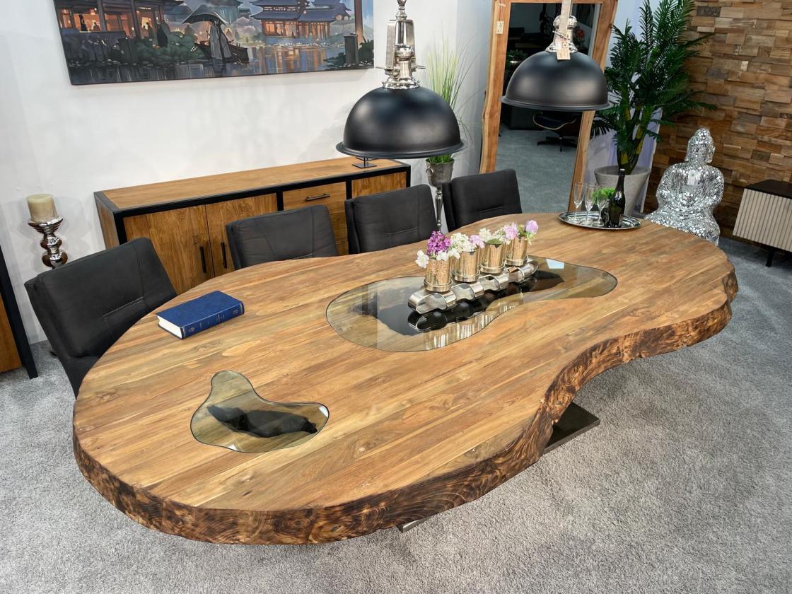 Vollholz Besprechungstisch "Fusion" aus recyceltem Teakholz