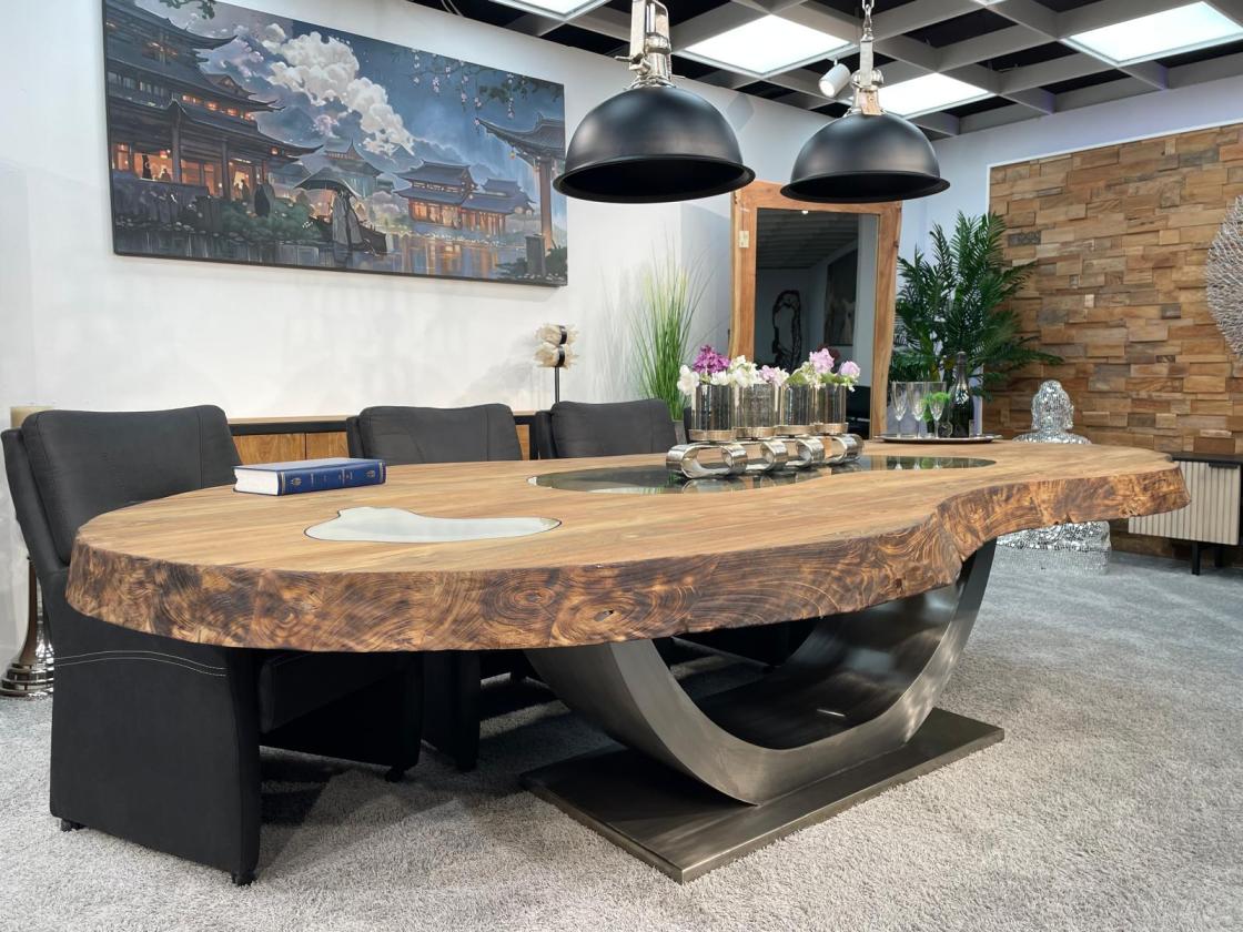 Vollholz Besprechungstisch "Fusion" aus recyceltem Teakholz