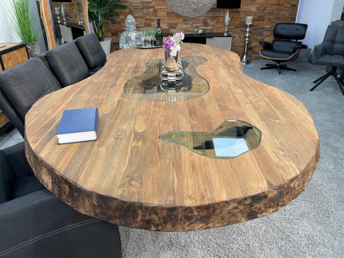 Vollholz Besprechungstisch "Fusion" aus recyceltem Teakholz