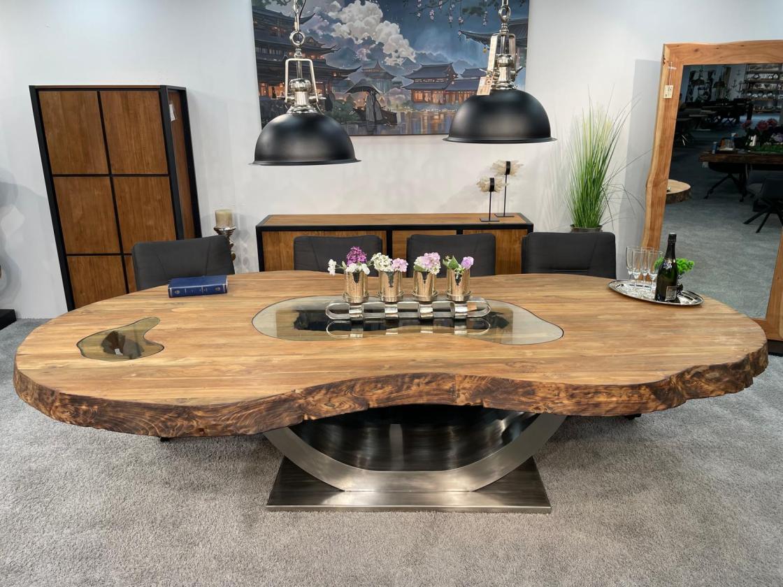 Vollholz Besprechungstisch "Fusion" aus recyceltem Teakholz