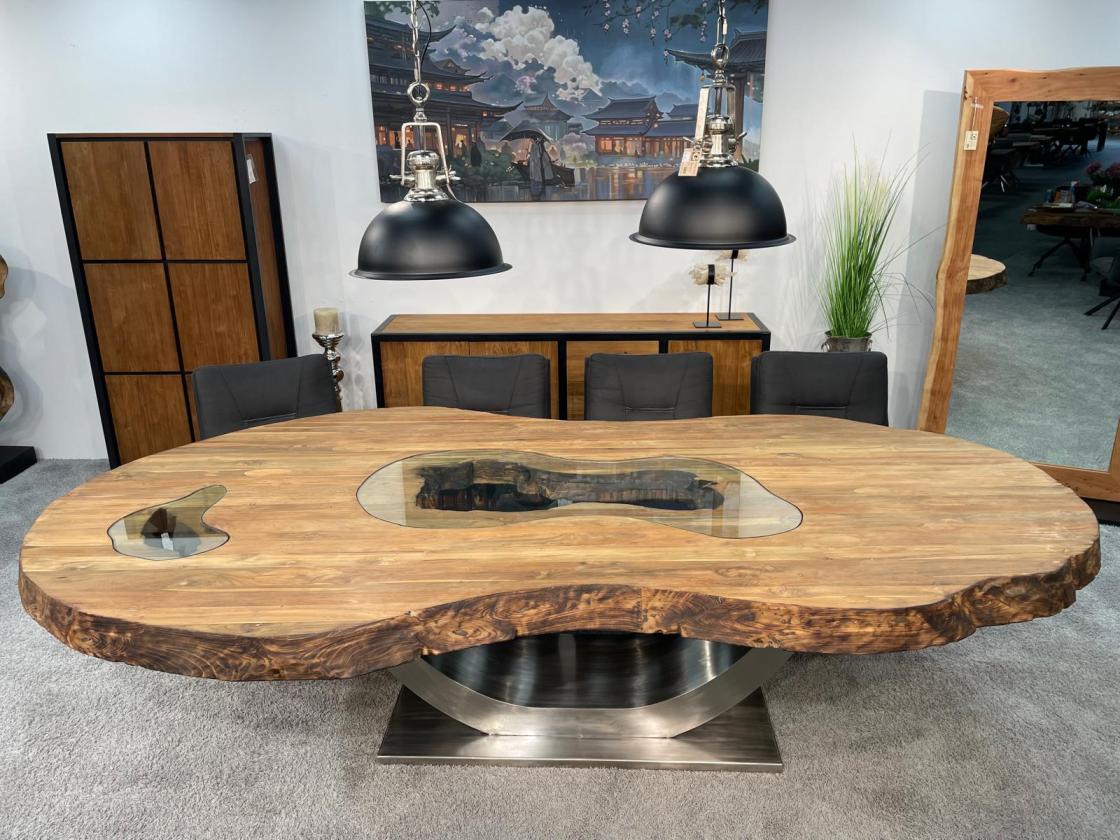 Vollholz Besprechungstisch "Fusion" aus recyceltem Teakholz