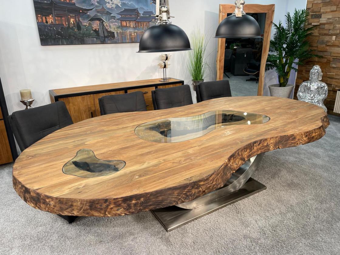 Vollholz Besprechungstisch "Fusion" aus recyceltem Teakholz