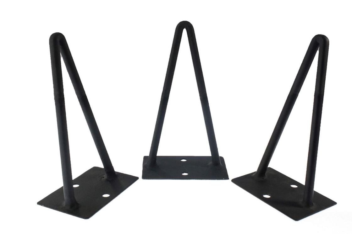 Tischbeine für Couch- und Beistelltische aus Stahl matt schwarz lackiert 20 cm (1 Set = 3 Stück)