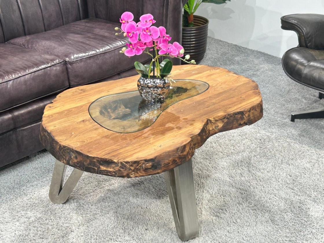 Design Sofatisch Loftstyle Altholz Edelstahl