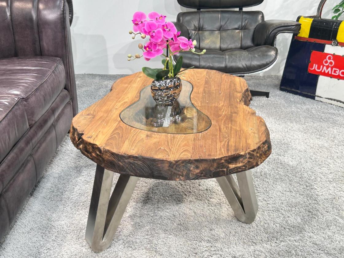 Design Sofatisch Loftstyle Altholz Edelstahl