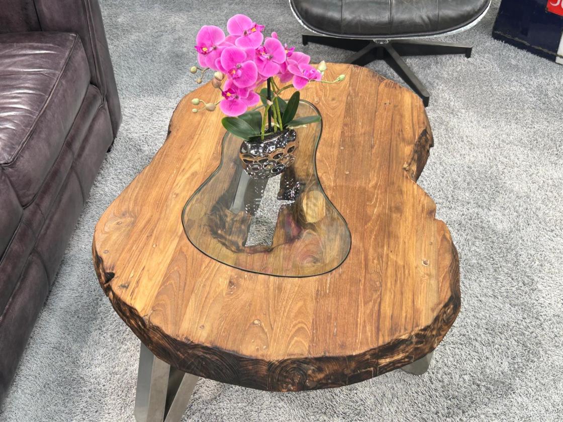 Design Sofatisch Loftstyle Altholz Edelstahl
