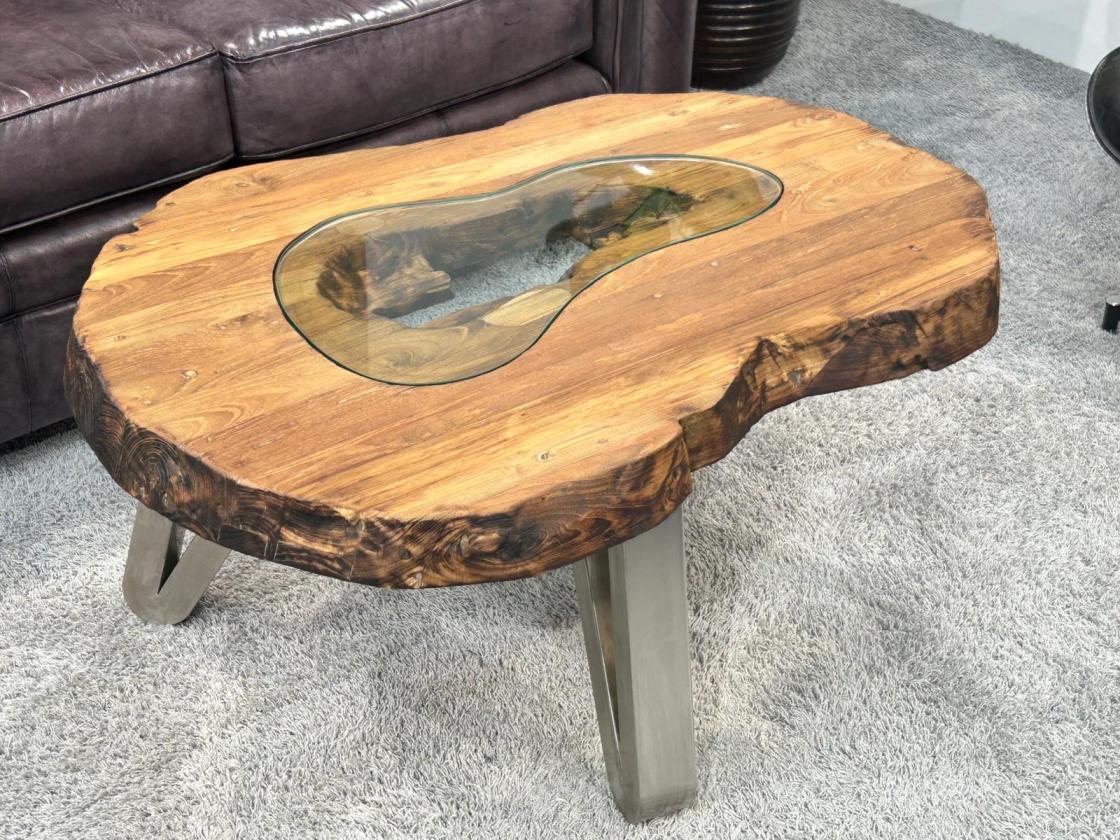 Design Sofatisch Loftstyle Altholz Edelstahl