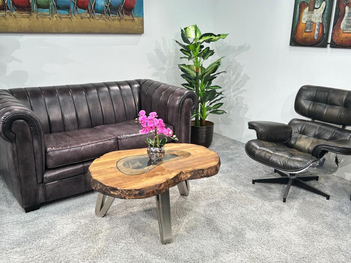 Design Sofatisch Loftstyle Altholz Edelstahl