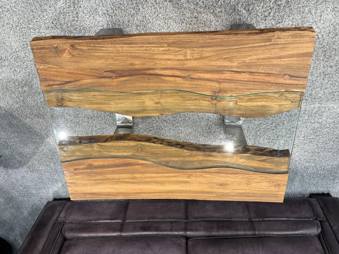 Couchtisch mit Glas Old Elements 80x60
