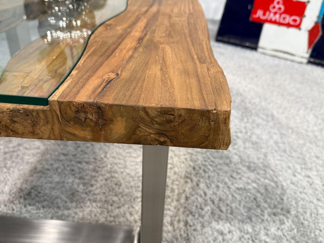 Couchtisch mit Glas Old Elements 80x60