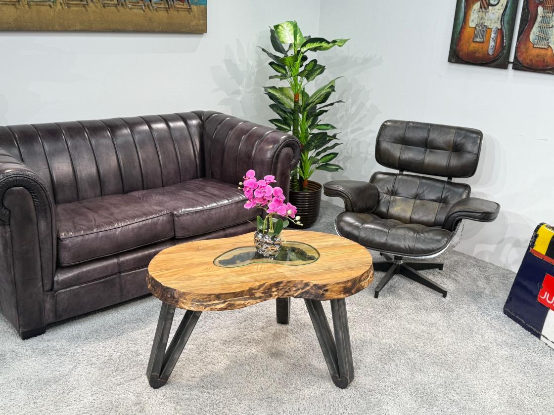 Design Sofatisch Loftstyle Altholz Rohstahl