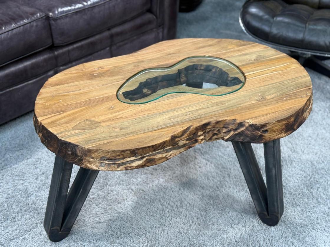 Design Sofatisch Loftstyle Altholz Rohstahl