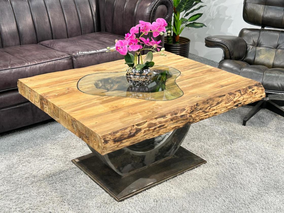 Rechteckiger Couchtisch aus Massivholz Deep Island 100 cm