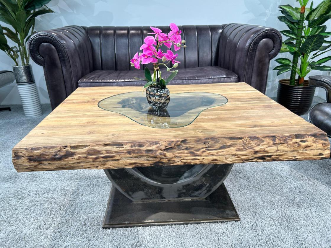 Rechteckiger Couchtisch aus Massivholz Deep Island 100 cm