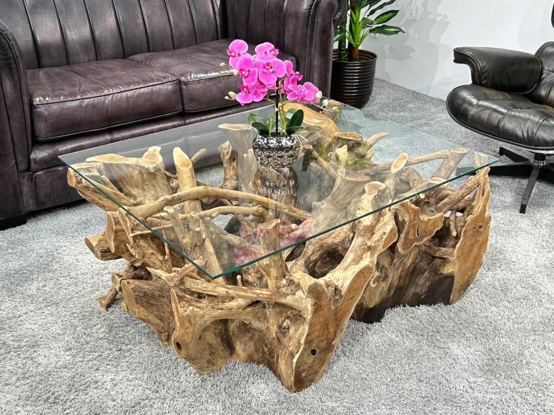 Eckiger Baumwurzeltisch-100 x 80 cm Roots