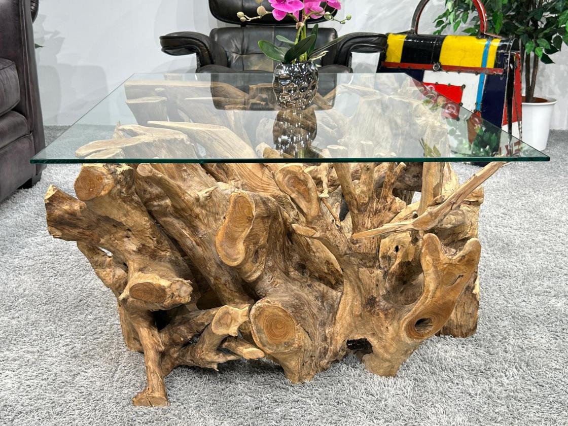 Eckiger Baumwurzeltisch-100 x 80 cm Roots