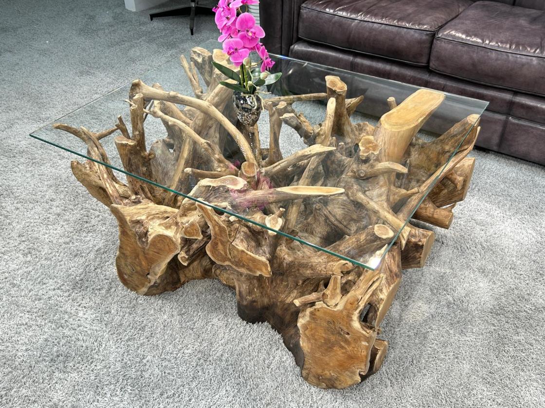 Eckiger Baumwurzeltisch-100 x 80 cm Roots