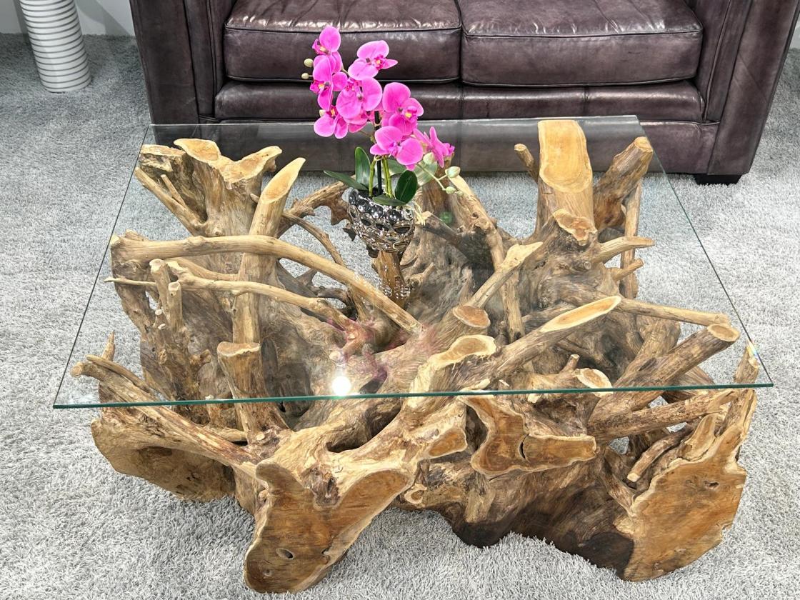 Eckiger Baumwurzeltisch-100 x 80 cm Roots
