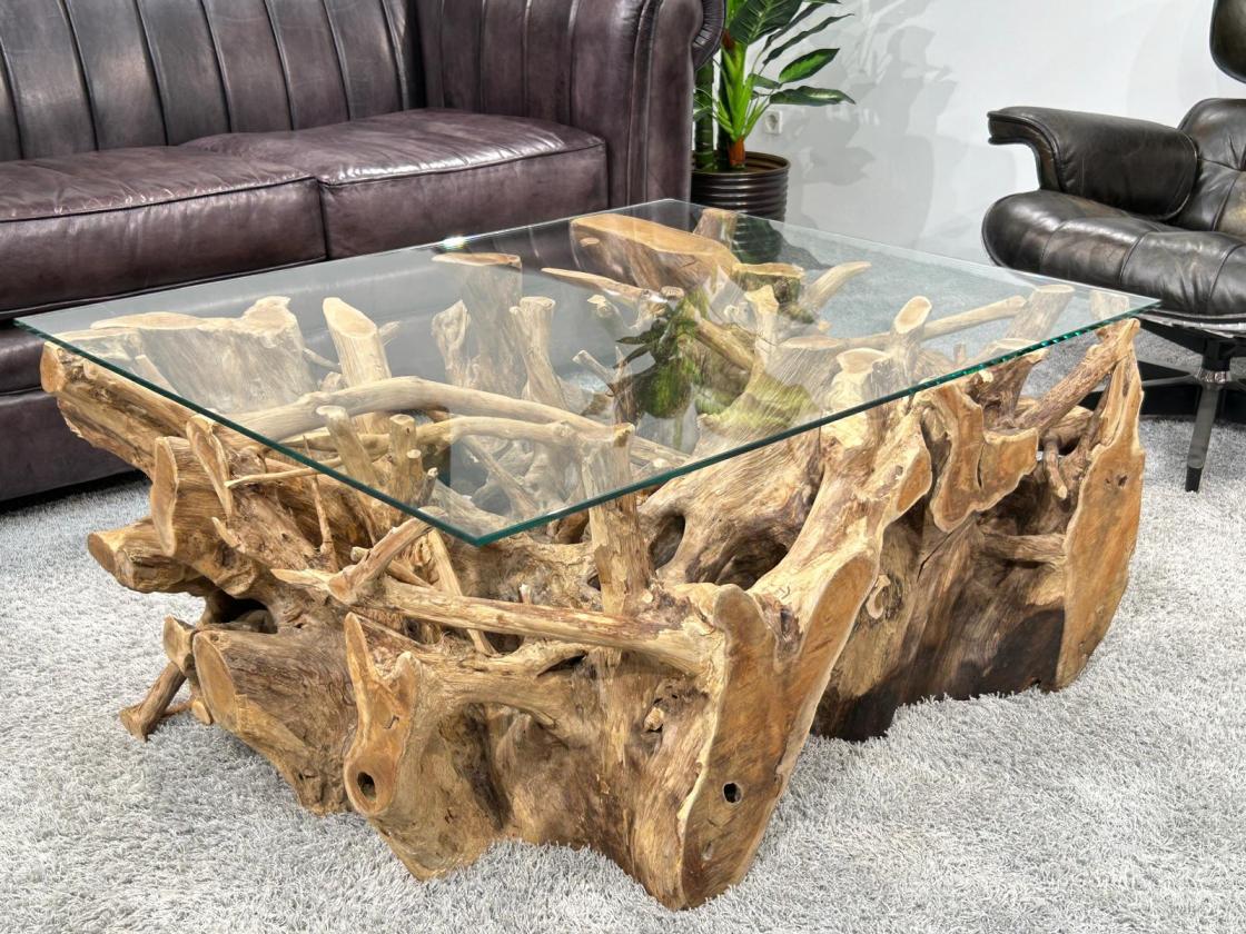 Eckiger Baumwurzeltisch-100 x 80 cm Roots