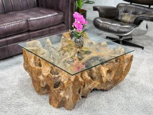 Eckiger Wohnzimmertisch Baumwurzel Couchtisch
